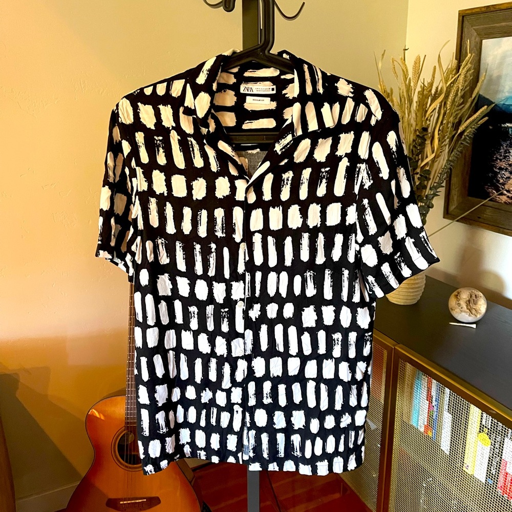 Zara Viscose Short Sleeve Button Up